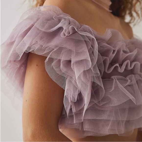 Free People Ruffled Off-Shoulder Top in Pink - Picture 2 of 6